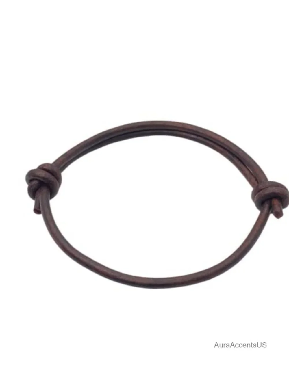 Men's Genuine Leather Bracelet, Handmade Adjustable Sliding Knot Cuff,